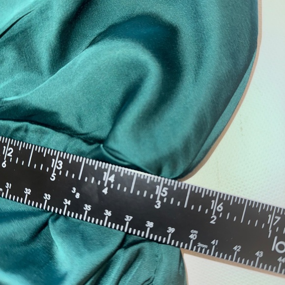 Abercrombie & Fitch A&F Satin Green Draped Wrap Midi Dress Large Petite - Picture 8 of 12